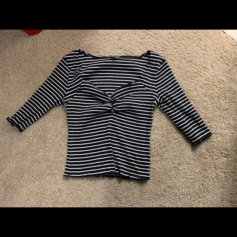 Black Striped Crop Top